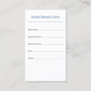 Vertical Dental Appointment Card Clean Design