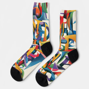 Vertical design of alphabet letter parts socks