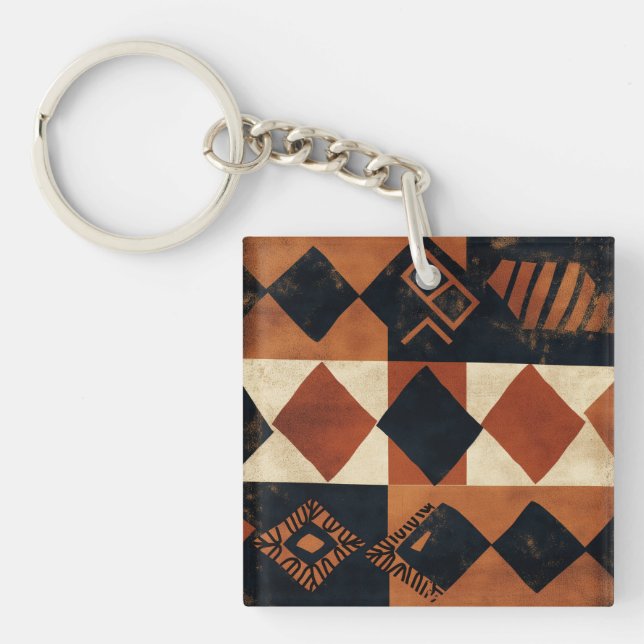 Vertical design with African elements Key Ring (Front)