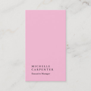Vertical elegant impressive pink plain manager business card