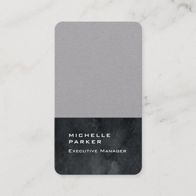 Vertical elegant modern plain grey black business card (Front)