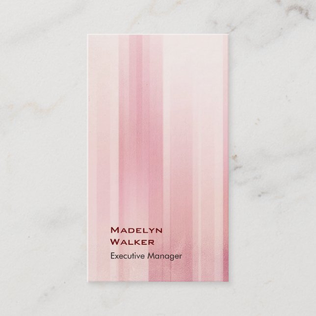 Vertical elegant unique modern pink pattern business card (Front)