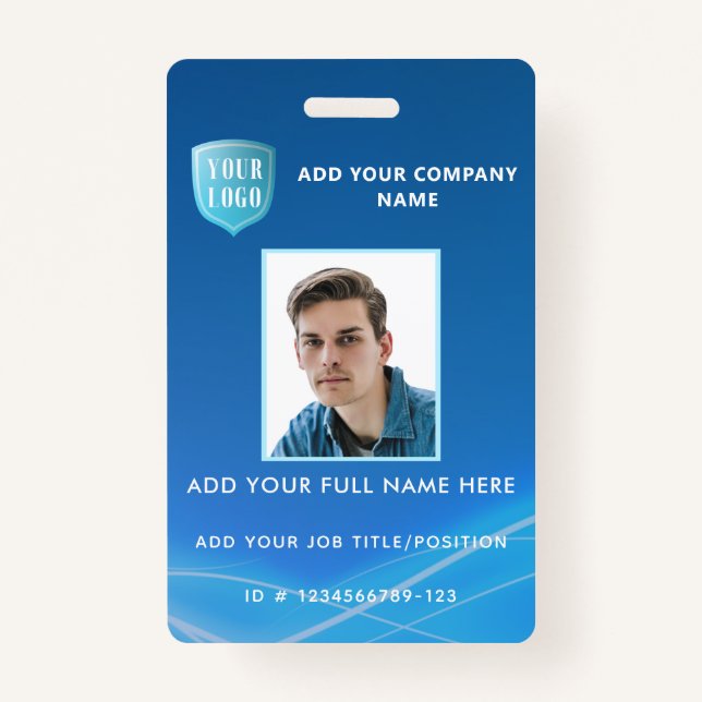 Vertical Employee Photo ID with Logo ID Badge (Front)
