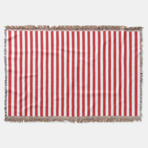 Vertical Fire Engine Red Stripes Throw Blanket