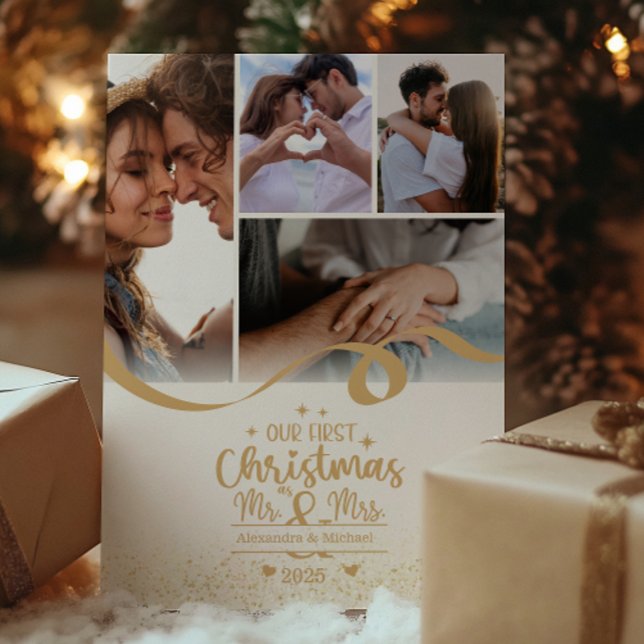 Vertical First Christmas 5 Photo Layout Holiday Card (Creator Uploaded)