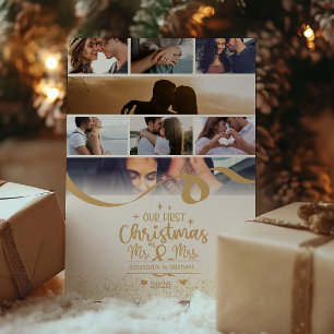 Vertical First Christmas 8 Photo Layout Holiday Card