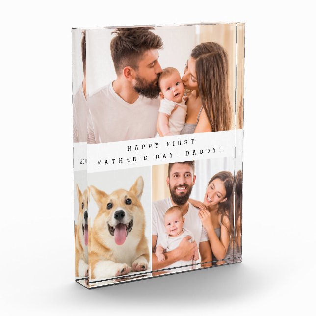 Vertical First father's day daddy photo collage Block (Left)