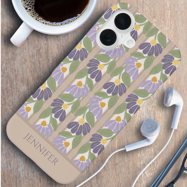 Vertical Floral Personalized Name Phone Case  (Vertical Floral Personalized Phone Case – Custom Name Design in Soft Pastels)