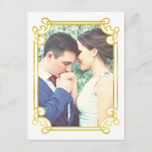 Vertical framed engaged couple postcard