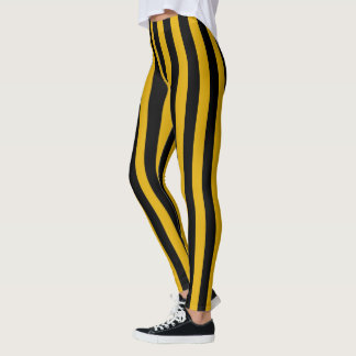 Vertical Gold and Black Stripes Leggings