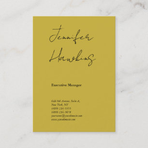 Vertical gold colour professional plain handwritin business card