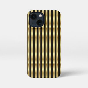 Vertical Golden and Black Elegant Stripes iPhone 13 Mini Case