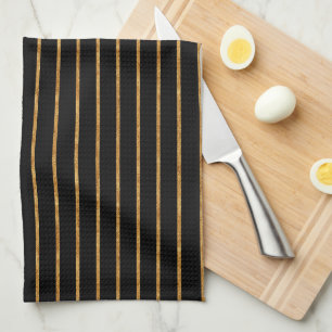 Vertical Golden Lines  Tea Towel