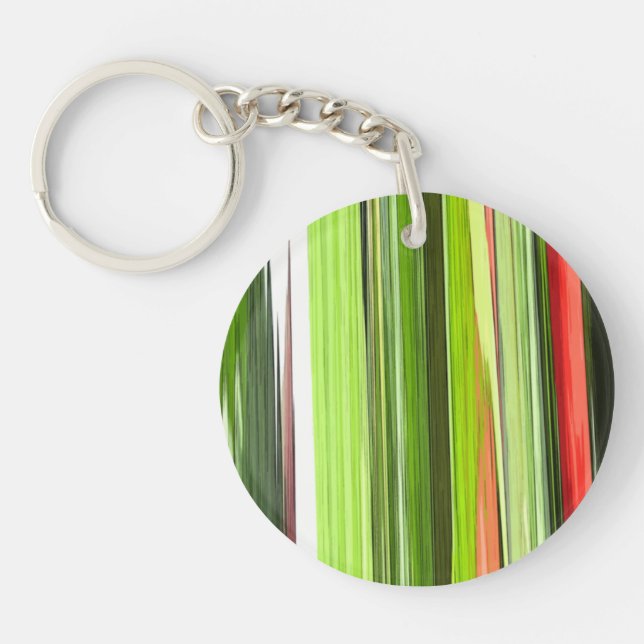 Vertical Green Abstract 422 Key Ring (Front)