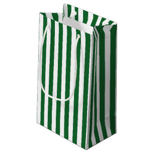 Vertical Green and White Stripes Small Gift Bag