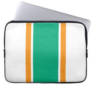 Vertical Green Blue Orange Racing Stripes On White Laptop Sleeve