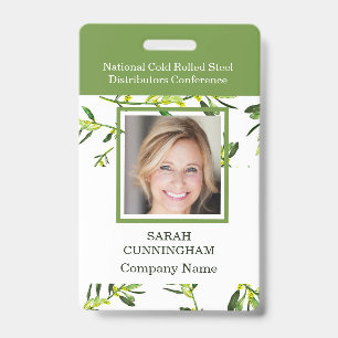 Vertical Green Foliage Photo ID Badge