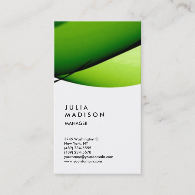 Vertical Green Yellow White Trendy Consultant Business Card (Front)