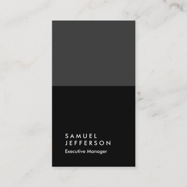 Vertical grey black professional plain business card (Front)