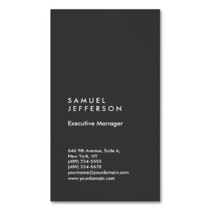 Vertical grey professional plain modern stylish 	Magnetic business card