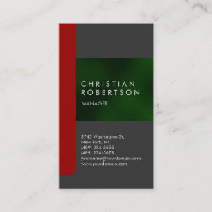 Vertical grey red green trendy business card