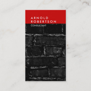Vertical Grey Red Wall Brick Trendy Business Card