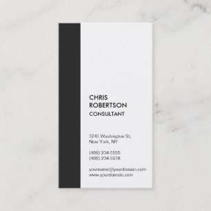 Vertical Grey Stripe White Consultant Business Card