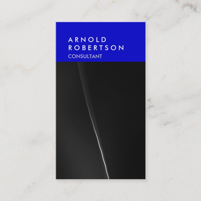Vertical Grey Wave Blue Trendy Business Card (Front)