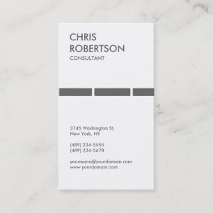 Vertical Grey White Simple Charming Business Card