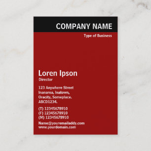 Vertical Header - Black with Maroon 990000 Business Card