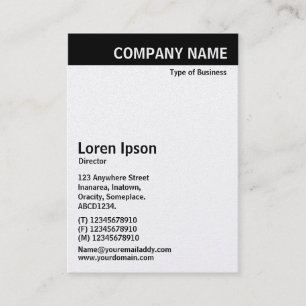 Vertical Header - Black with White (Gold Card) Business Card