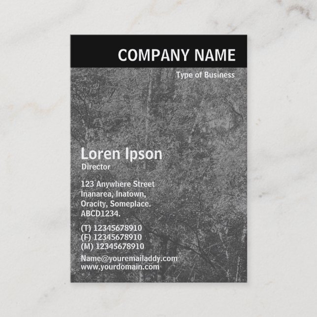 Vertical Header - Silver Birch Texture Business Card (Front)