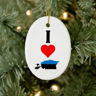 Vertical I Love Estonia / I Heart Estonia Estonian Ceramic Ornament