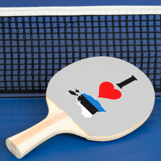 Vertical I Love Estonia / I Heart Estonia Estonian Ping Pong Paddle
