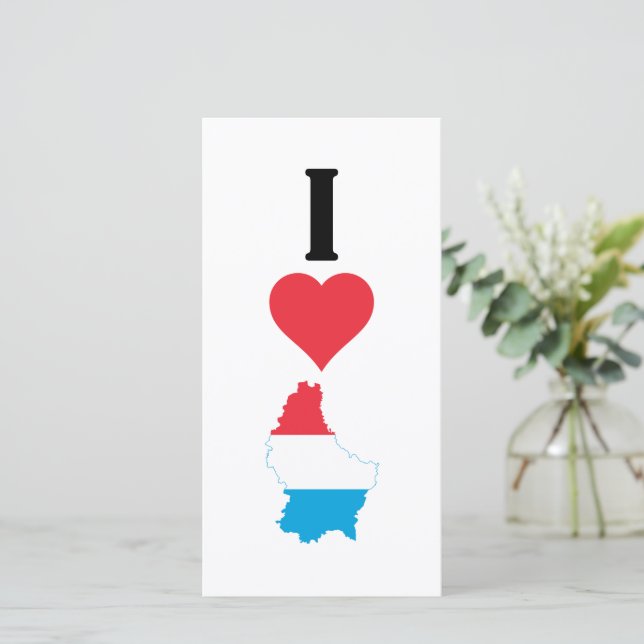 Vertical I Love Luxembourg / I Heart Luxembourg Card (Standing Front)