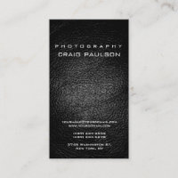 Vertical Leather Effect Photography Business Card