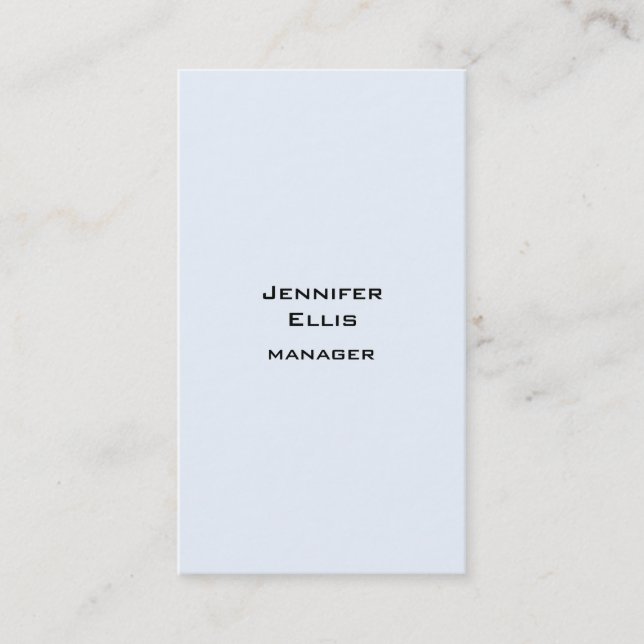 Vertical Light Blue Background Plain Modern Business Card (Front)