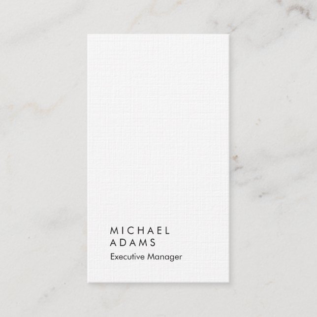 Vertical linen elegant unique modern plain business card (Front)