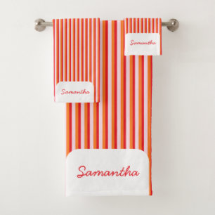 Vertical lines personalised stripes bath towel set