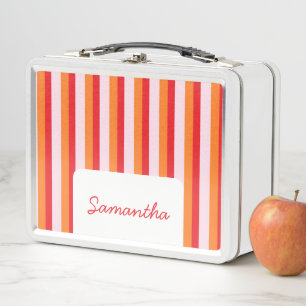 Vertical lines personalised stripes metal lunch box