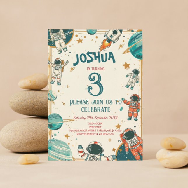 Vertical Little Astronaut Birthday Party Invitation (Creator Uploaded)