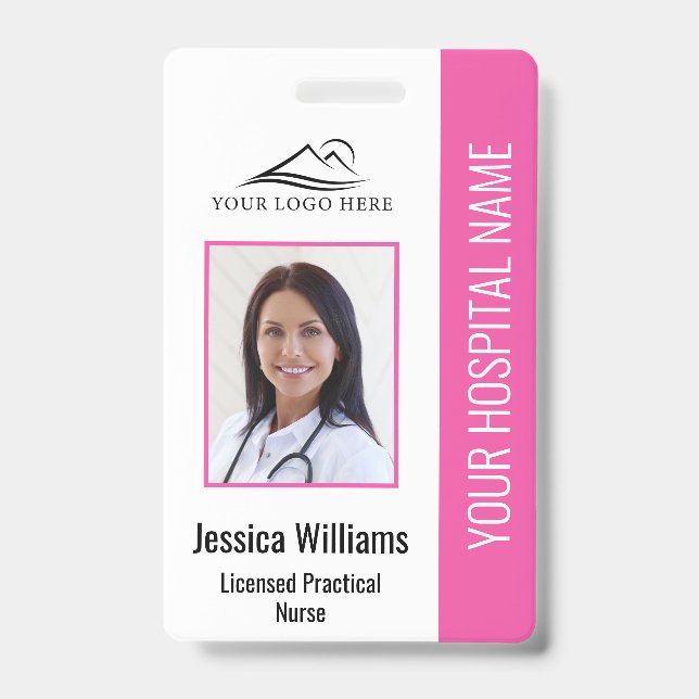 Vertical LPN Licensed Practical Nurse Photo ID Badge (Front)