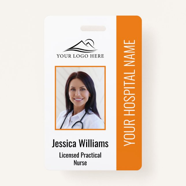 Vertical LPN Licensed Practical Nurse Photo ID ID Badge (Front)