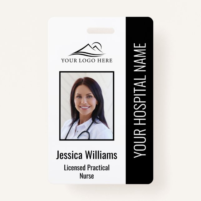 Vertical LPN Licensed Practical Nurse Photo ID ID Badge (Front)