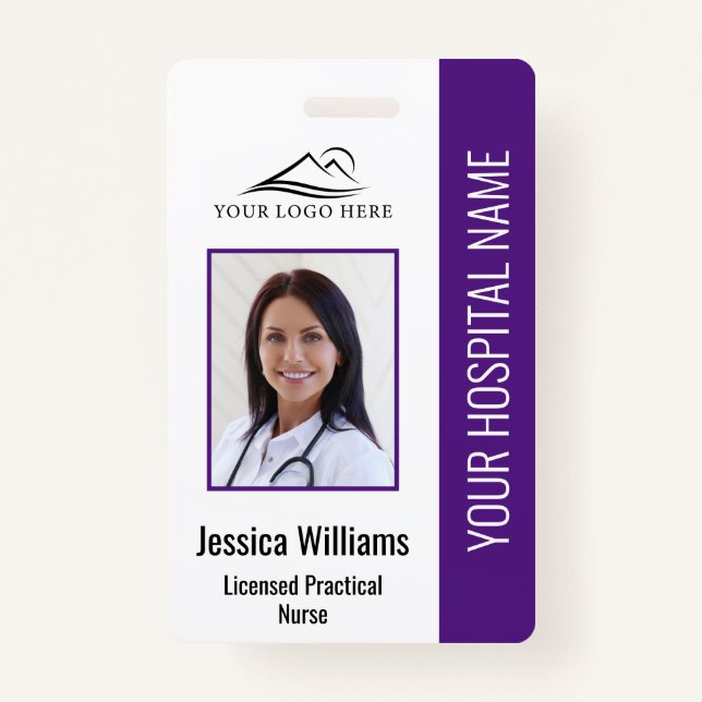 Vertical LPN Licensed Practical Nurse Photo ID ID Badge (Front)