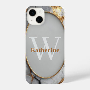 Vertical Luxury Oval Frame with Custom Name iPhone 14 Case
