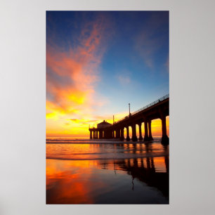 Vertical Manhattan Beach Pier Poster