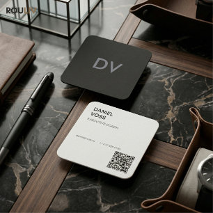 Vertical Minimal Modern QR Code Professional Square Business Card