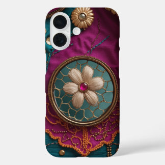 Vertical Mirrorwork & Embroidery-Inspired iPhone 16 Case