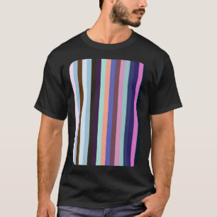 Vertical Multicolored Stripes In Shades Of Blue An T-Shirt